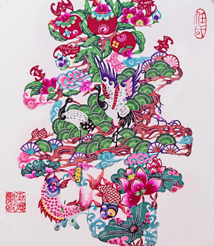 魏县剪纸祝寿图